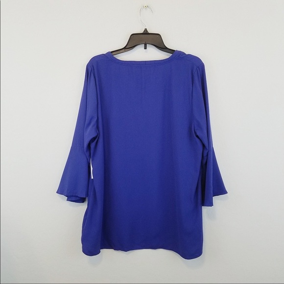 Kensie women XL blouse V-Neck bell purple - Picture 3 of 6